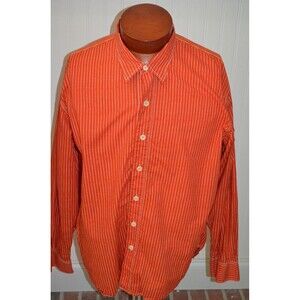 Tommy Bahama Men's Shirt XL Long Sleeve Orange Striped Oxford Casual